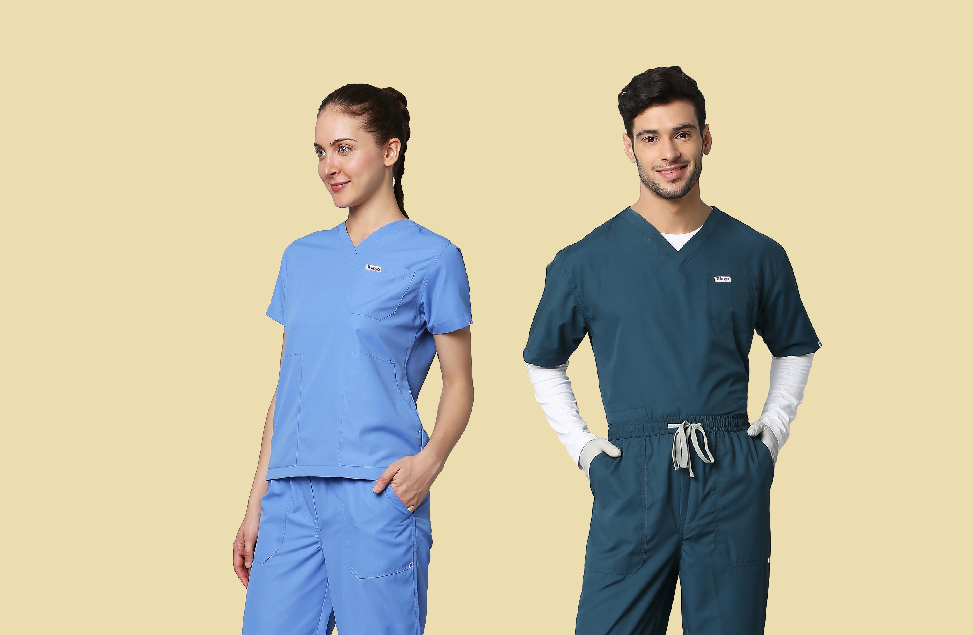 Two Pieces High Quality Hospital Women and Man Scrubs Suit Beauty