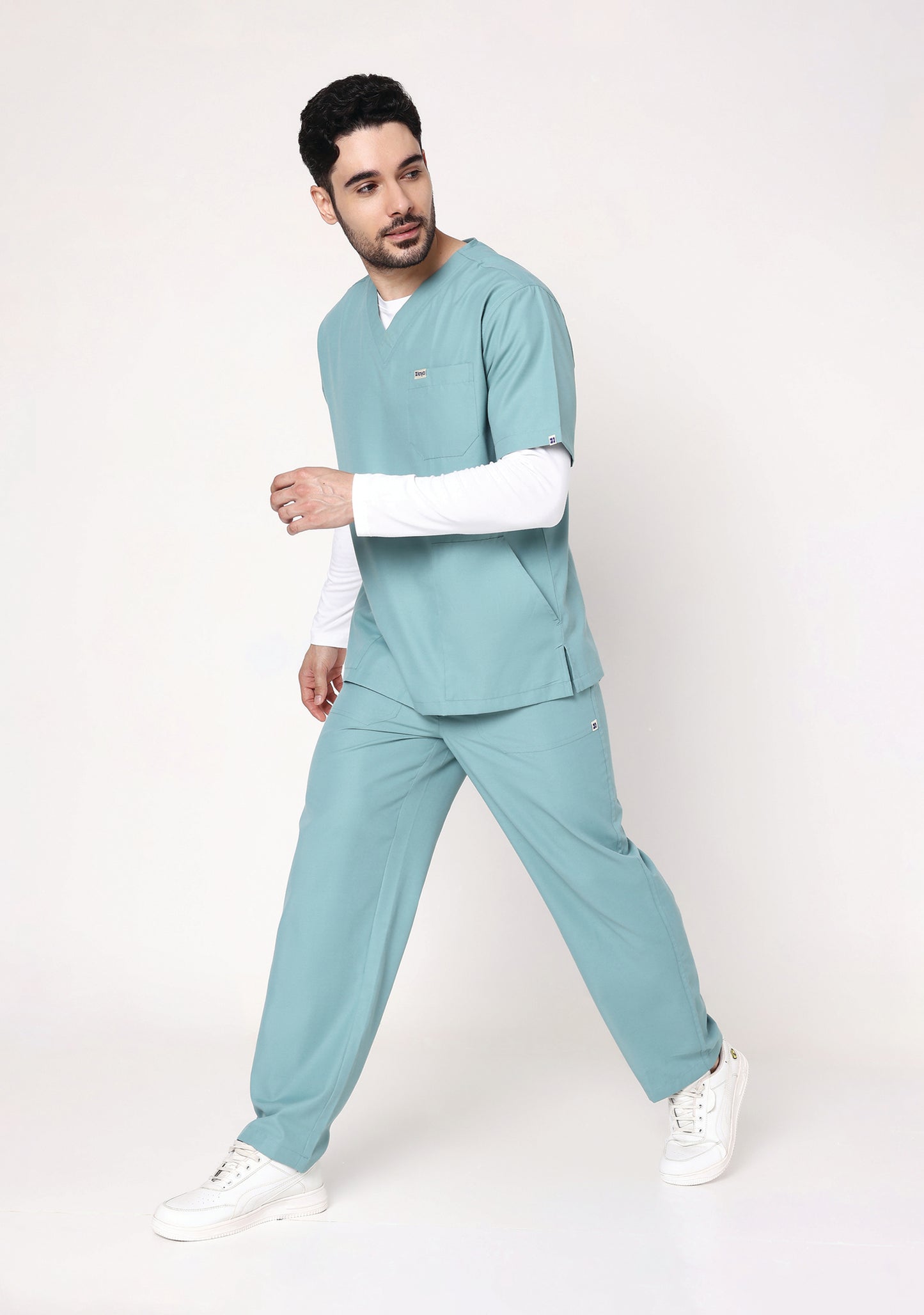 Classic Men's V-Neck (Eucalyptus) Active Scrub