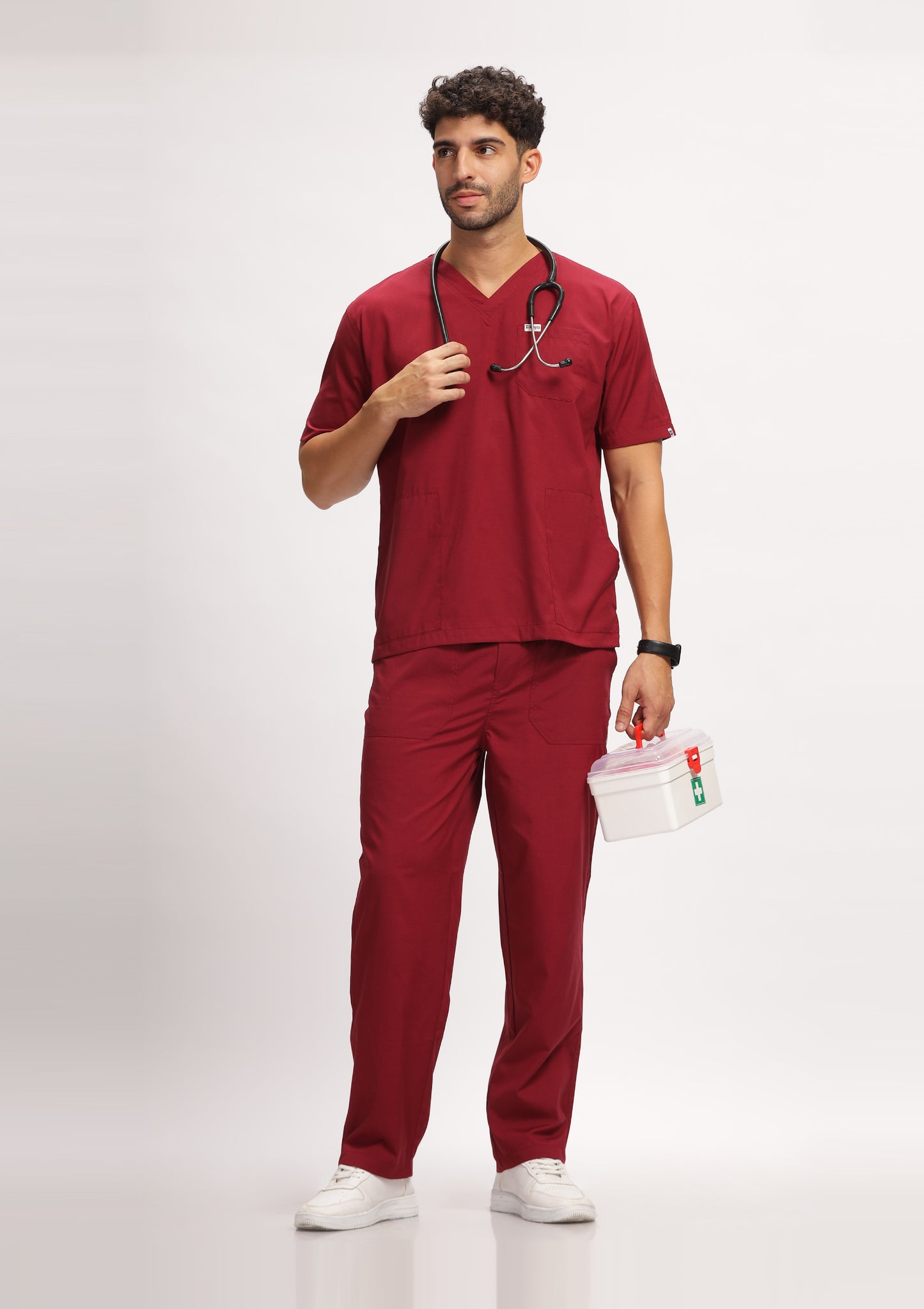 Classic Men's V-Neck (Maroon) Active Scrub