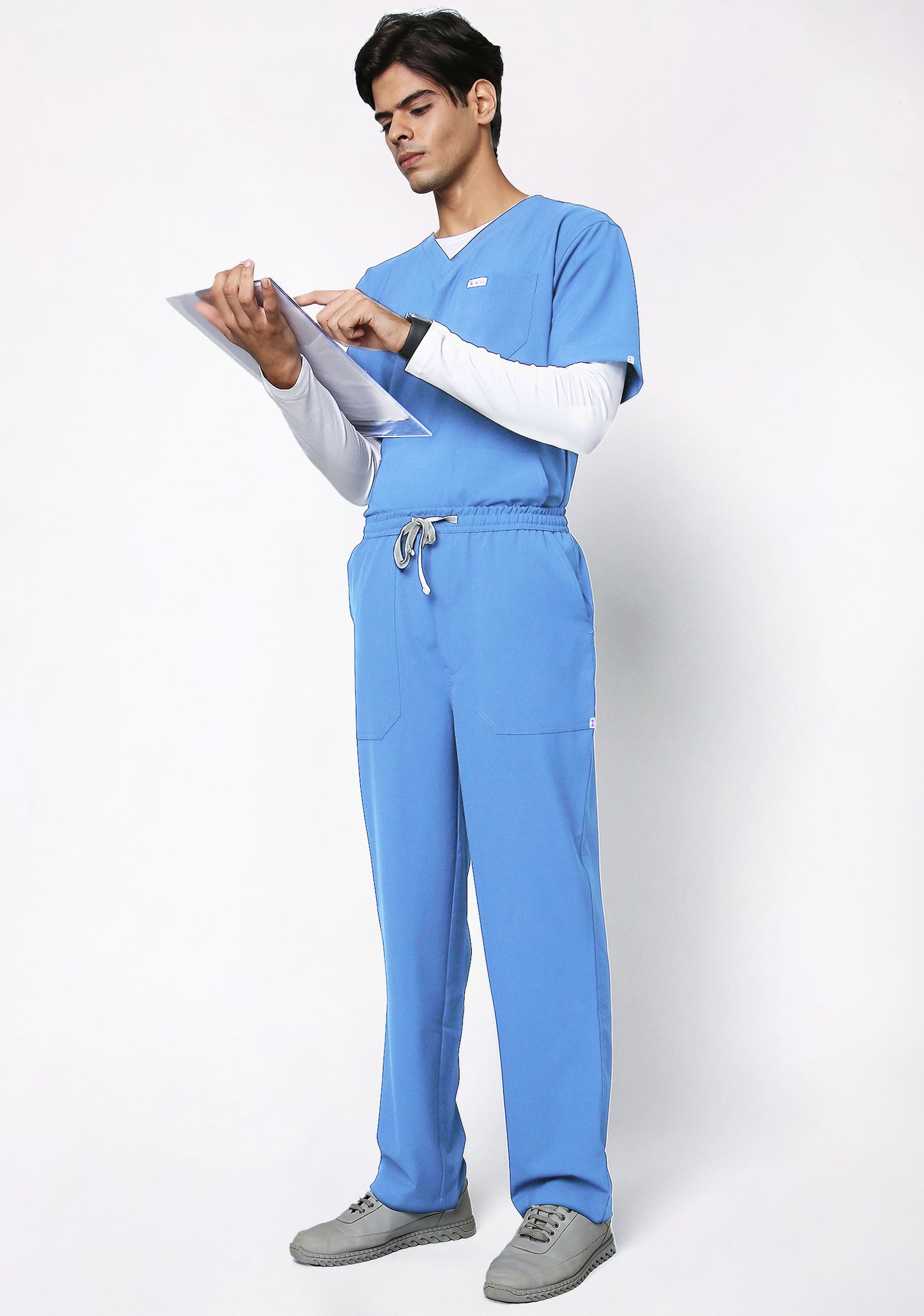 Ecoflex Men's V-Neck (Ceil Blue) Active Scrub