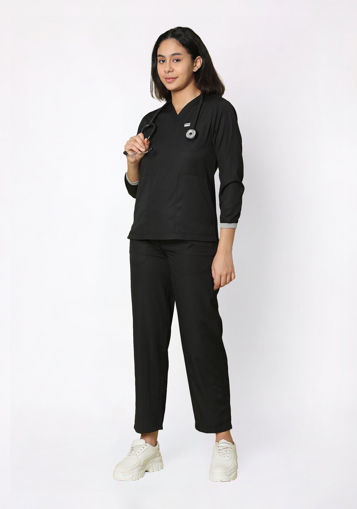 Classic Women's Longsleeves (Black) Scrub