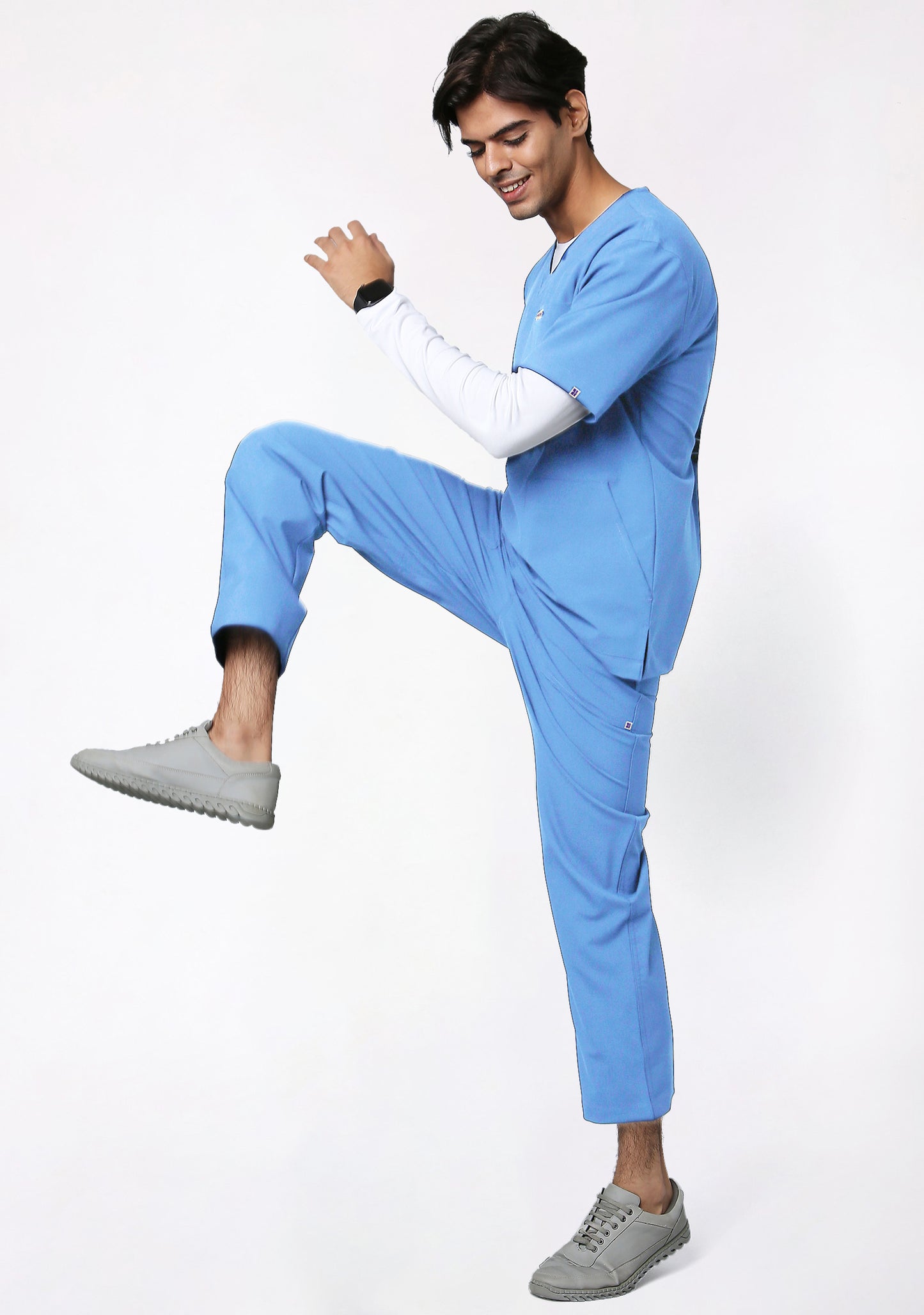 Ecoflex Men's V-Neck (Ceil Blue) Active Scrub