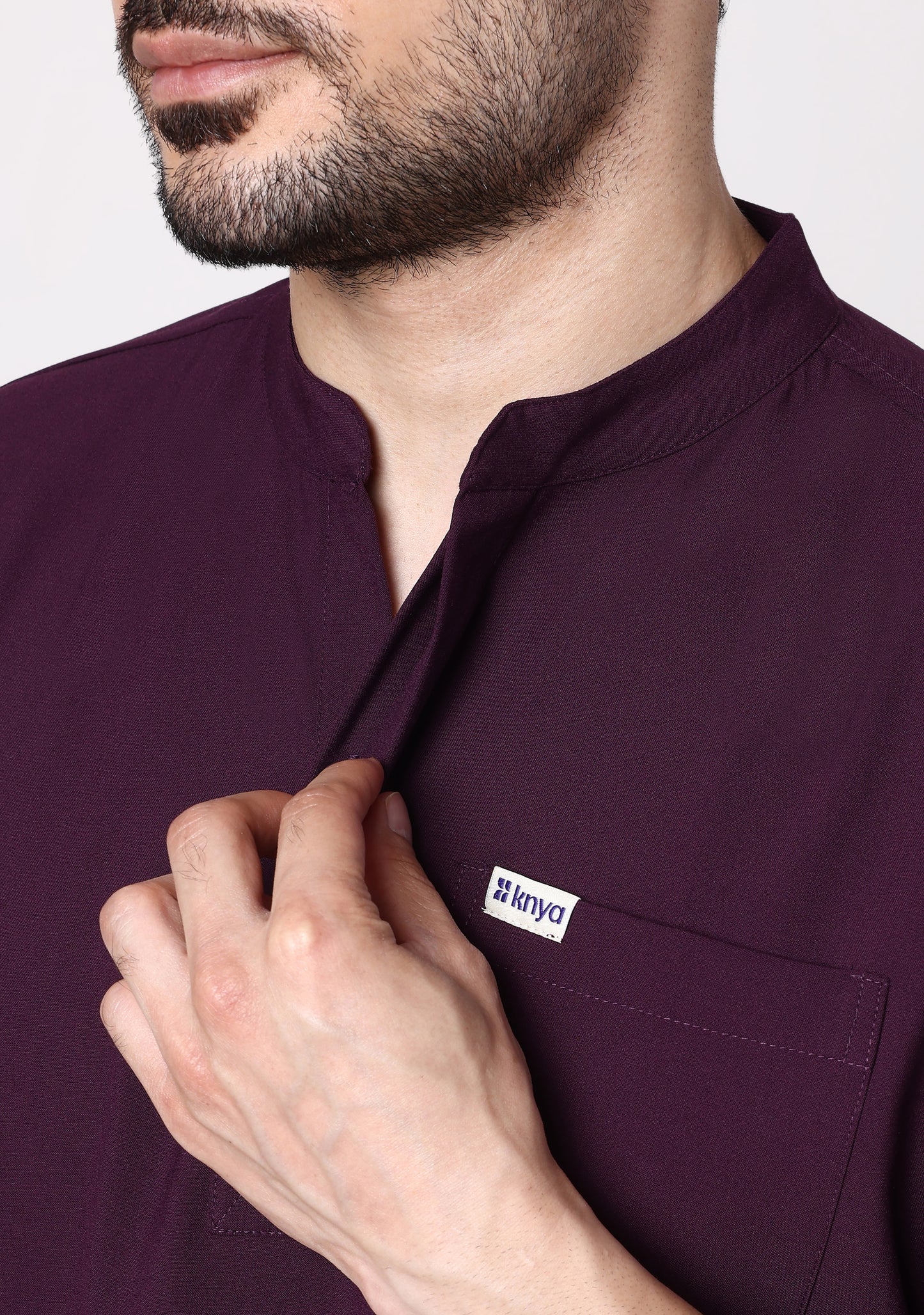 Ecoflex Men's Mandarin Collar (Wine) Scrubs