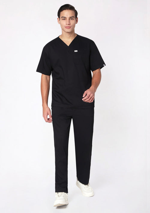 ecoflex™ Men's V-Neck (Black) Scrub.