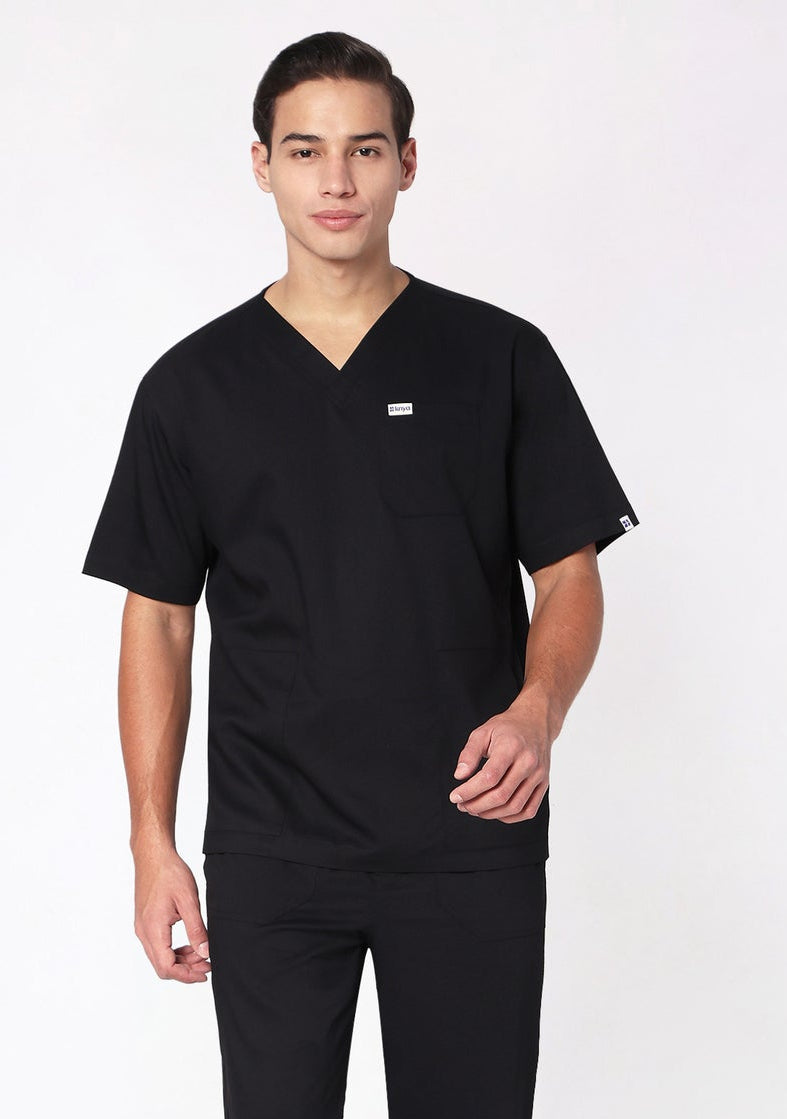 Ecoflex Men's 3 Pocket (Black) Scrub Top