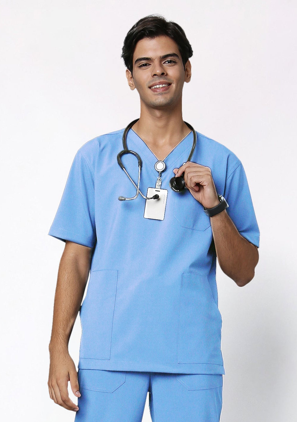 ecoflex Men's 3-Pocket (Ceil Blue) Scrub Top - Alkem