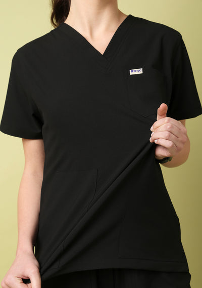 Women's V-Neck (Black) New Gen Scrub