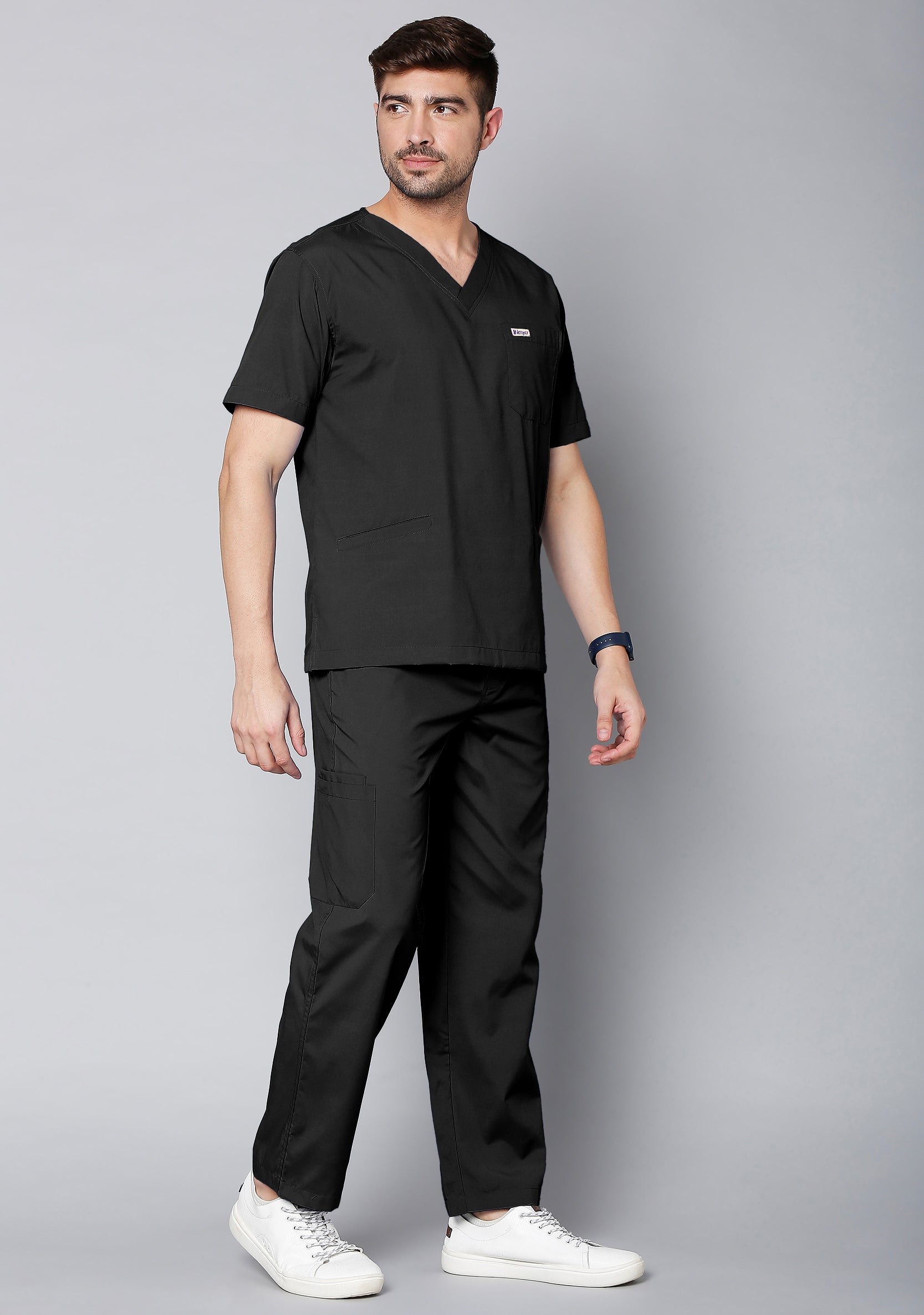 Buy Classic Men's 10 Pocket Essential (Black) Scrub Online Knya