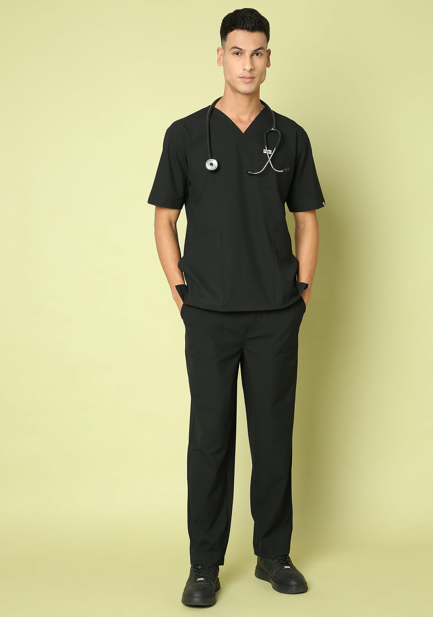 Men's V-Neck (Black) Active Scrub