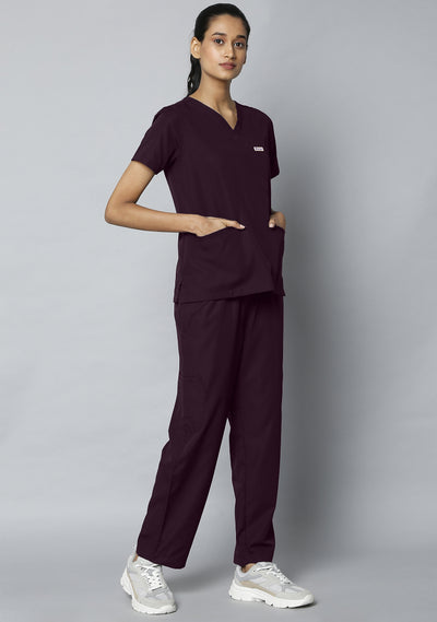 Classic Women's 10 Pocket (Wine) Scrub