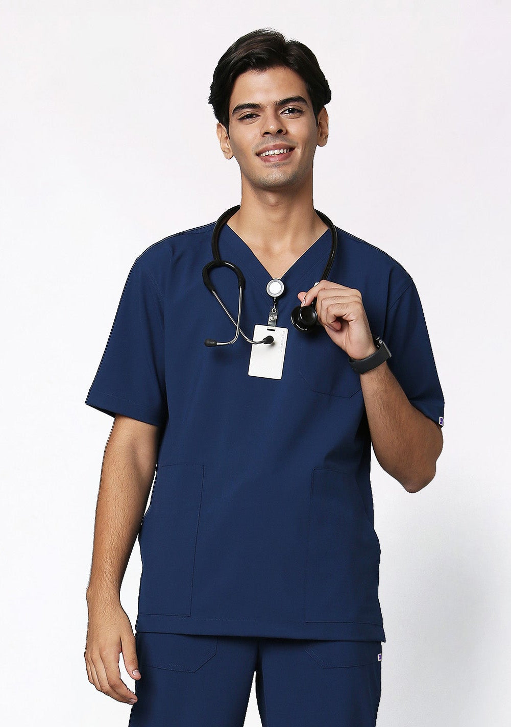 ecoflex Men's 3-Pocket (Navy Blue) Scrub Top