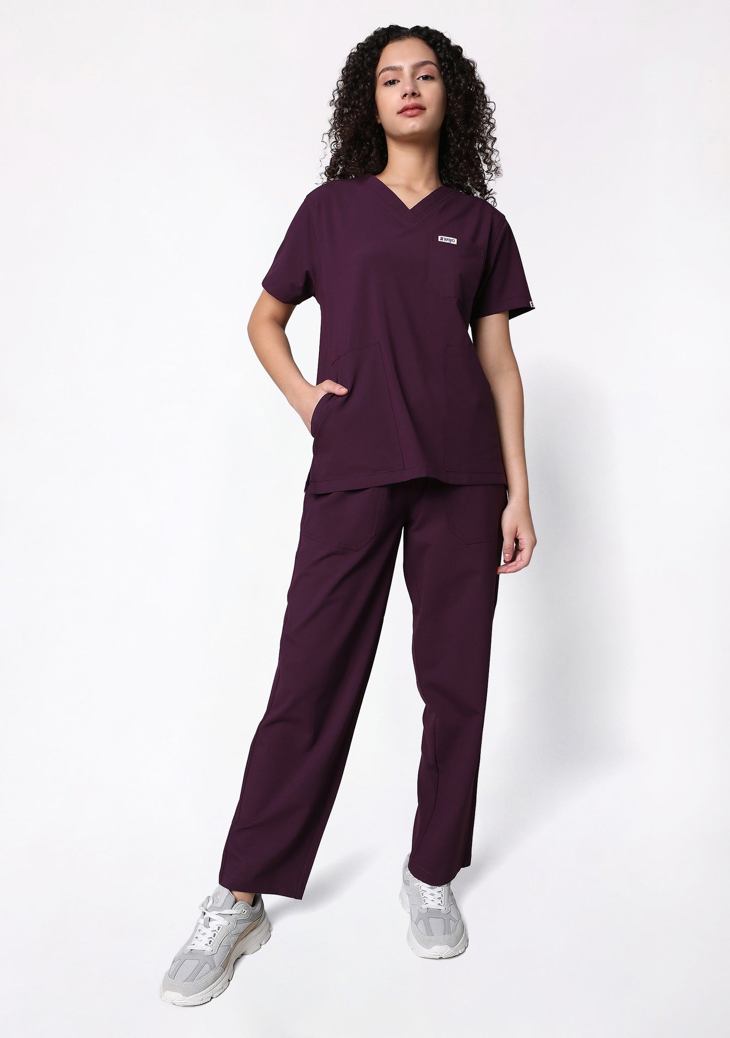 Ecoflex Women's V-neck (Wine) Active Scrub 1