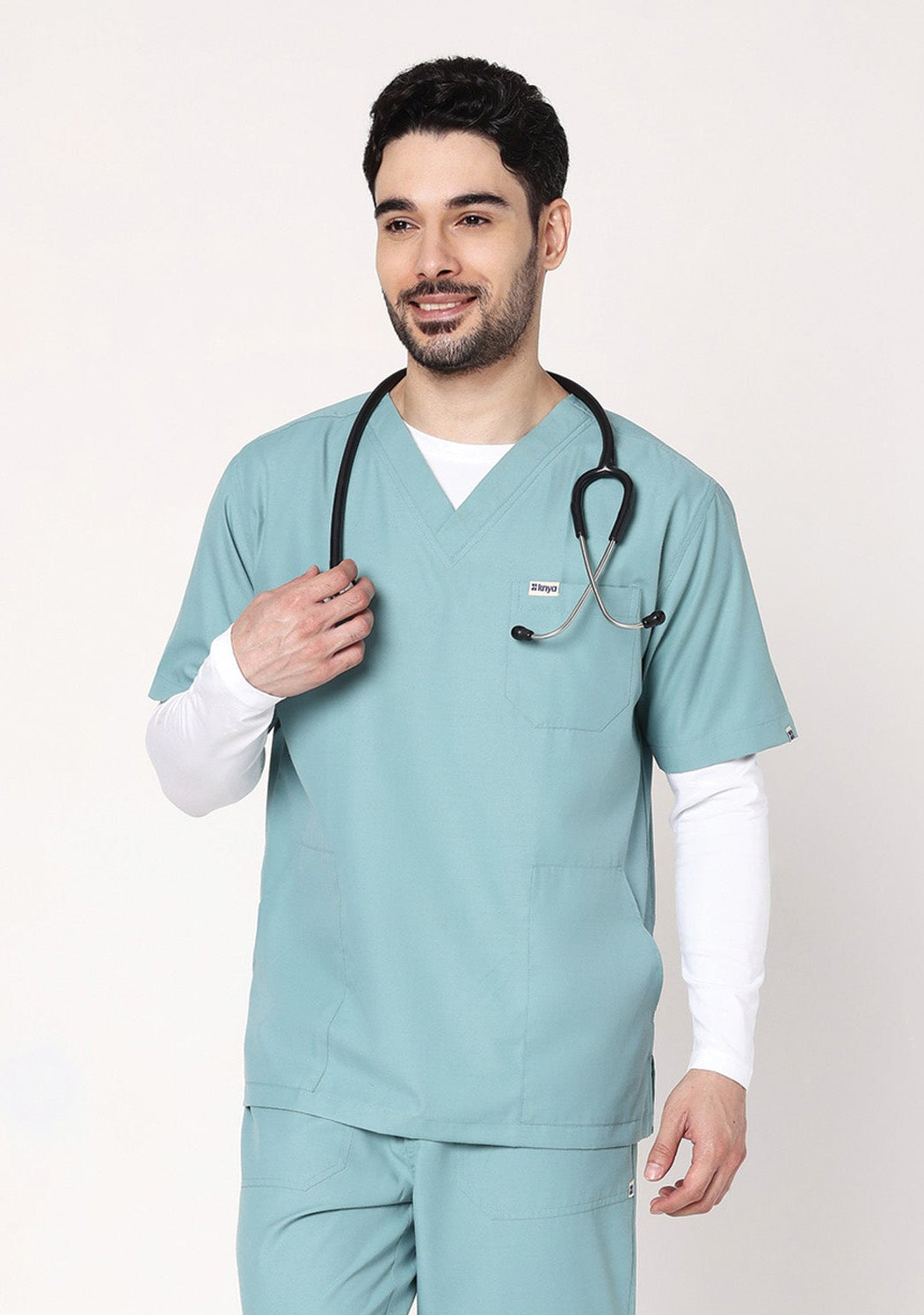 Classic Men's 3-Pocket (Eucalyptus) Scrub Top