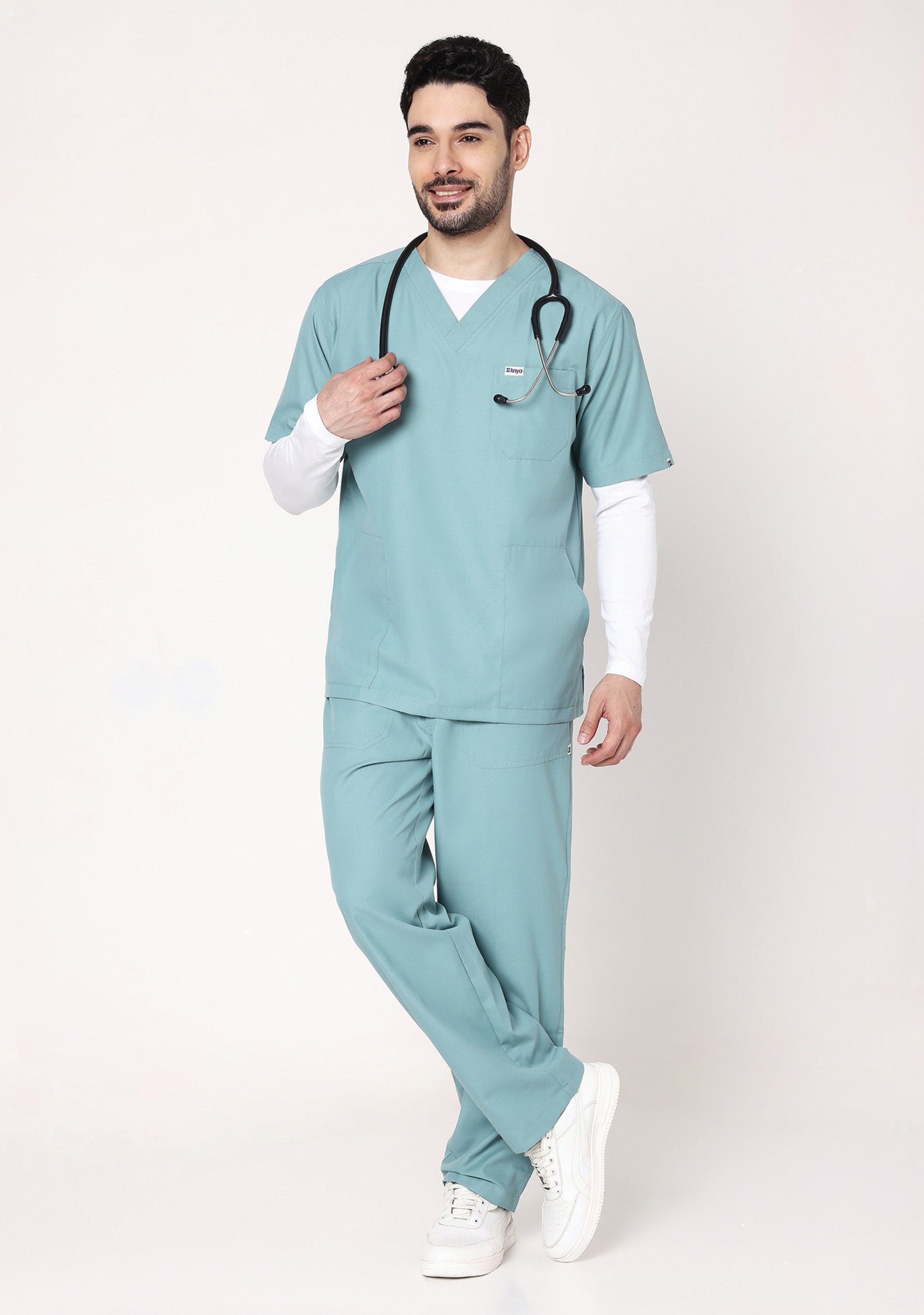 Classic Men's V-Neck (Eucalyptus) Plus Size Scrub