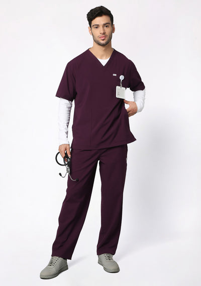 Ecoflex Men's V-Neck (Wine) Plus Size Scrub