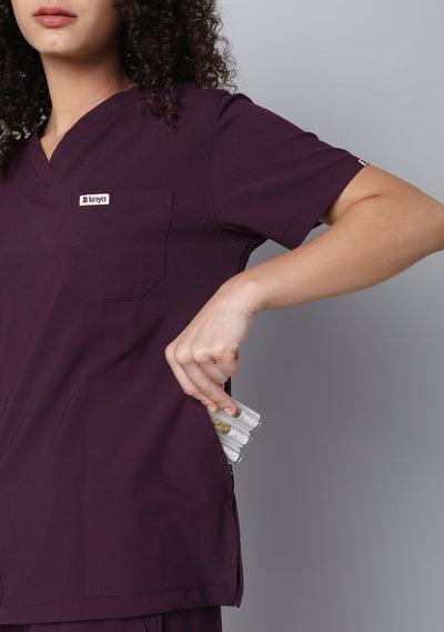 Ecoflex Women's V-Neck (Wine) Plus Size Scrub