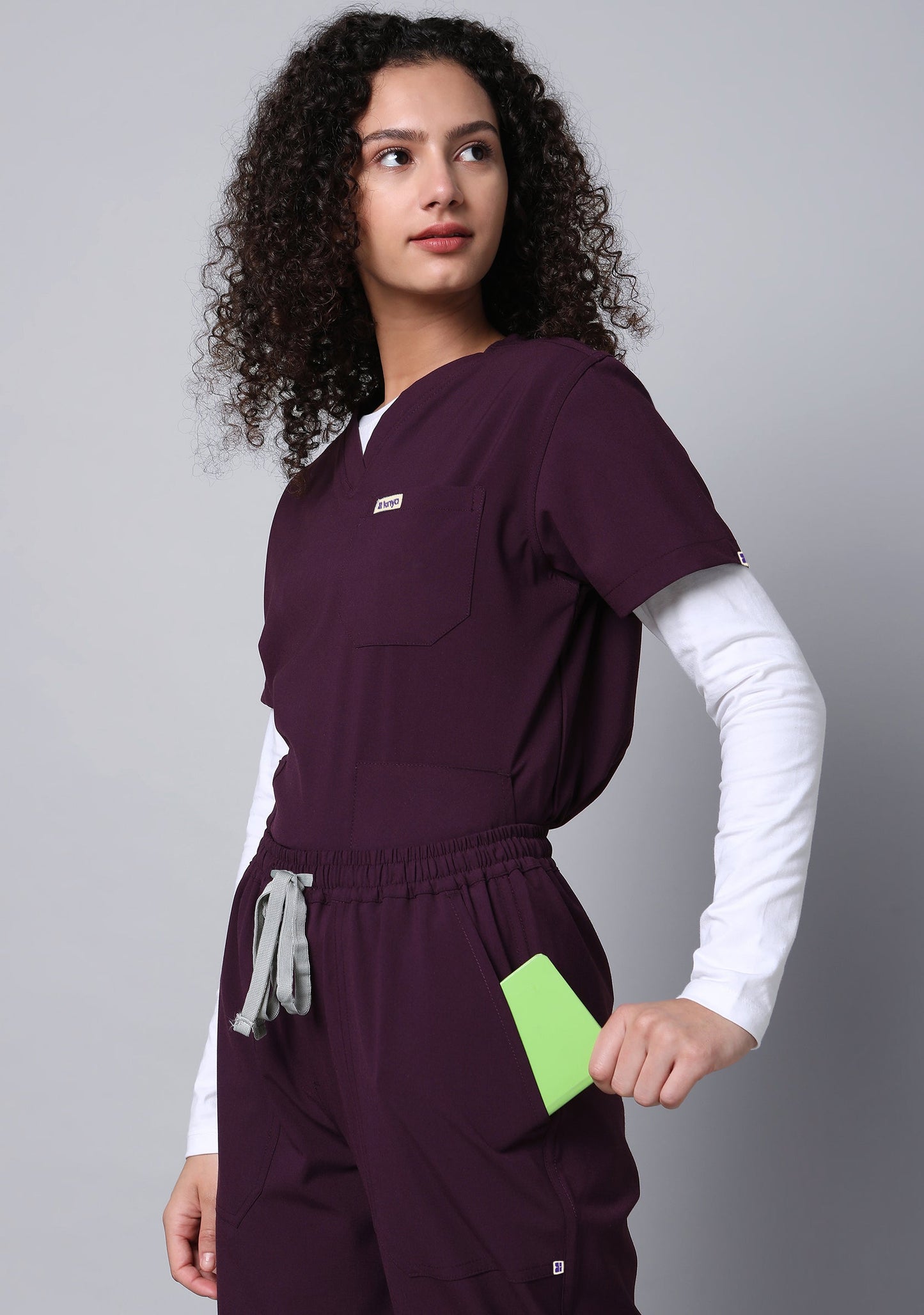 Ecoflex Women's V-Neck (Wine) Plus Size Scrub