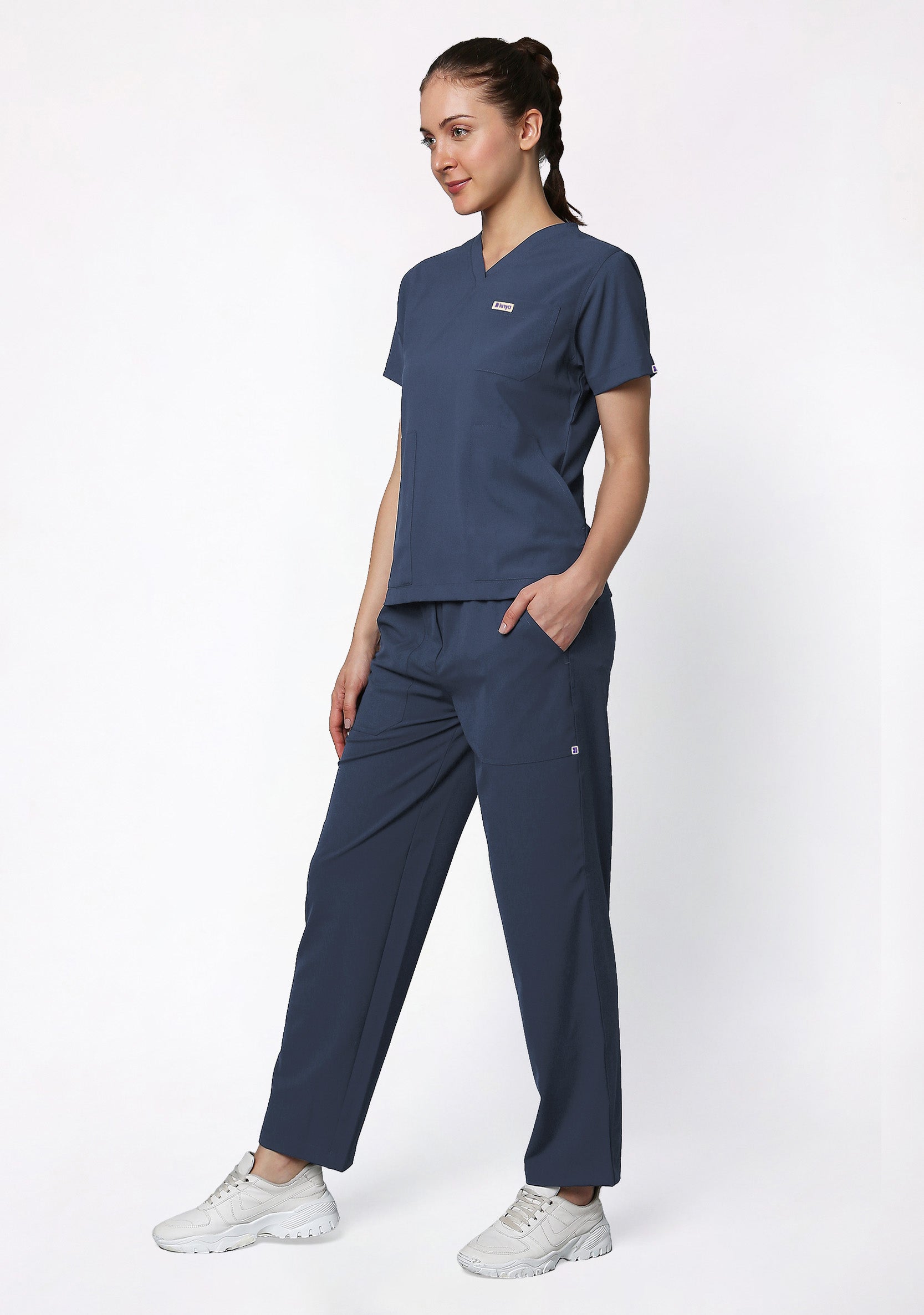 ecoflex™ Women's V-Neck (Steel Grey) Scrub.