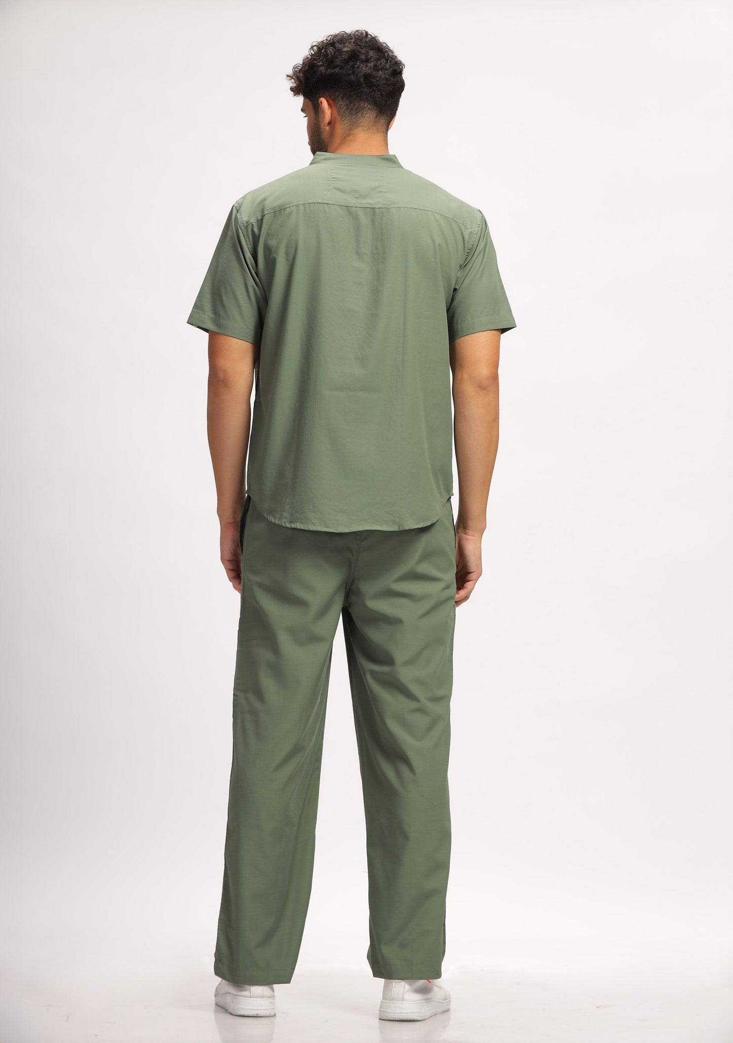 Classic Men's Mandarin Collar (Olive) Plus Size Scrub