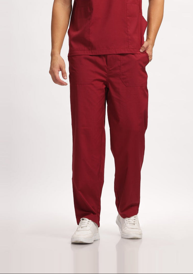 Classic Men's 2-Pocket (Maroon) Scrub Bottom
