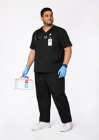 Classic Men's V-Neck (Black) Plus Size Scrub