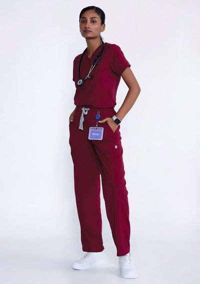 Women's V-Neck (Maroon) New Gen Scrub