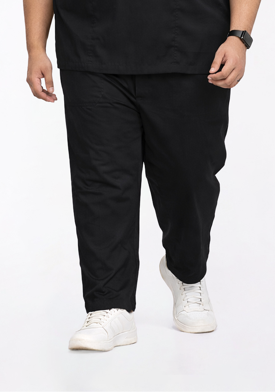 Classic Plus Size Men's 2-Pocket (Black) Scrub Bottom
