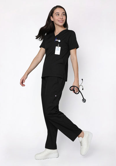 Classic Women's V-Neck (Black) Scrub