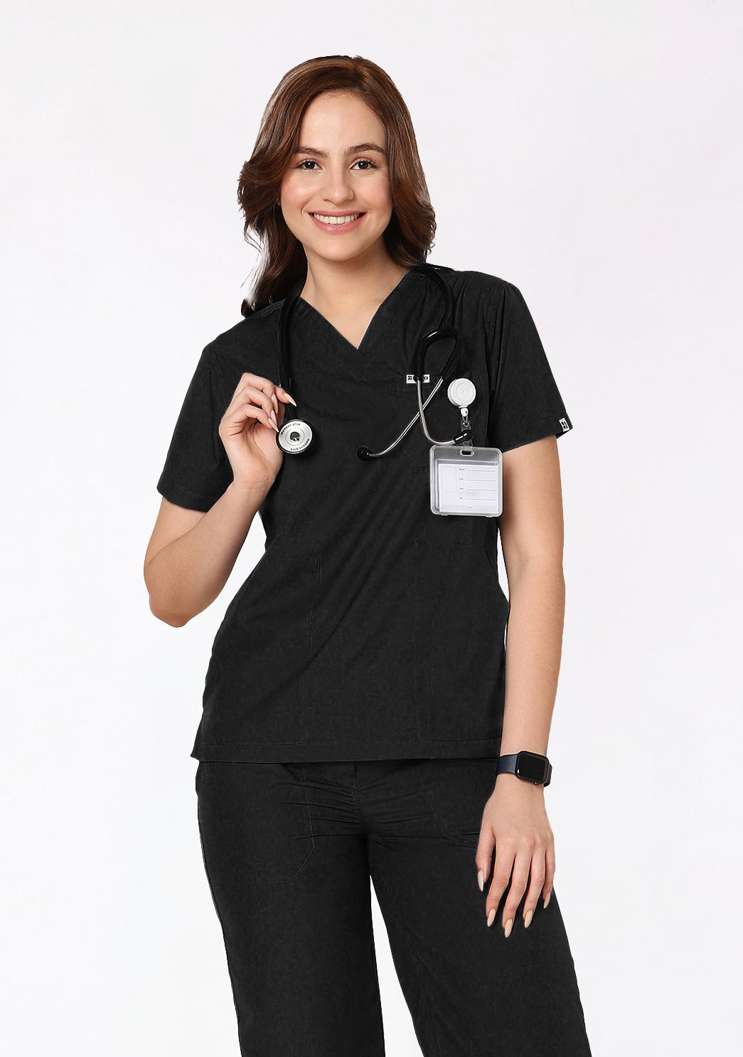 ecoflex Lite Women's 3-Pocket (Black) Scrub Top