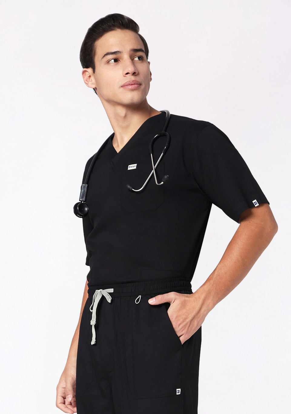 ecoflex Lite Men's 3-Pocket (Black) Scrub Top
