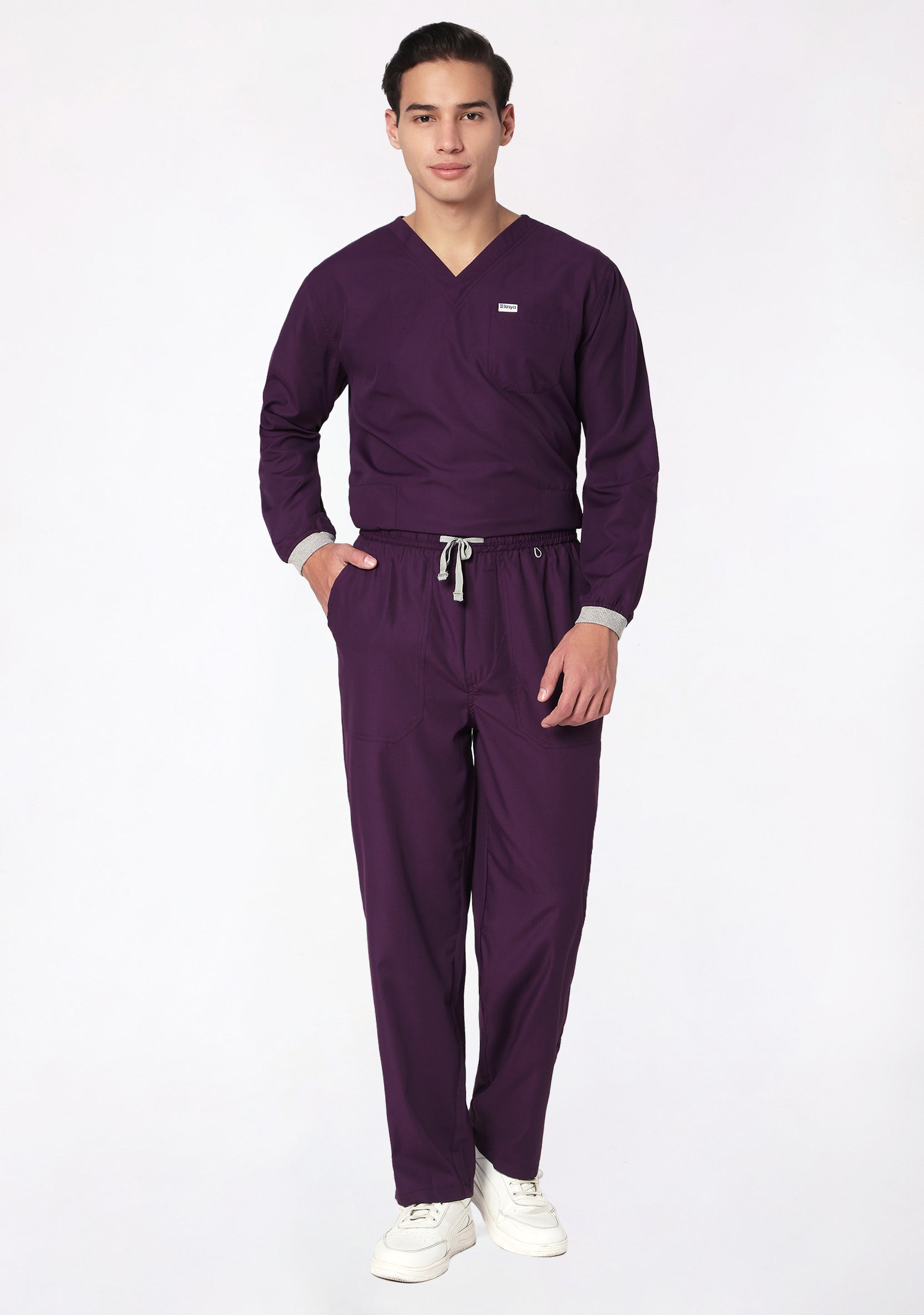 Classic Men's Longsleeves (Wine) Plus Size Scrub