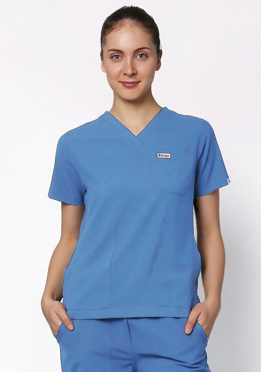 ecoflex Women's 3-Pocket (Ceil Blue) Scrub Top