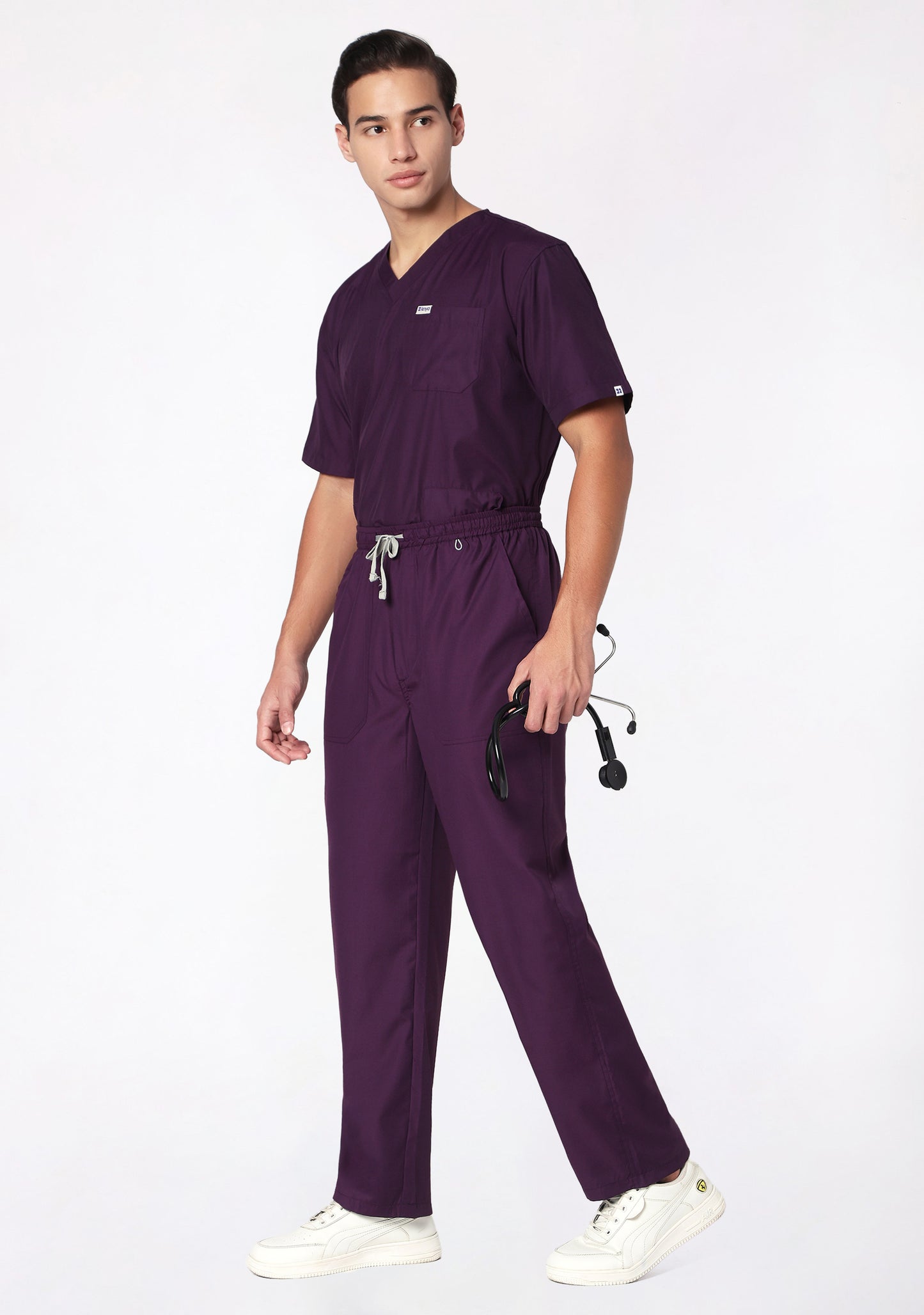 Classic Men's V-Neck (Wine) Plus Size Scrub