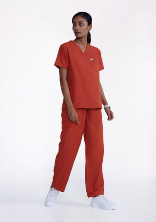 Classic Women's V-Neck (Rust) Scrub