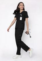 Classic Women's V-Neck (Black) Plus Size Scrub