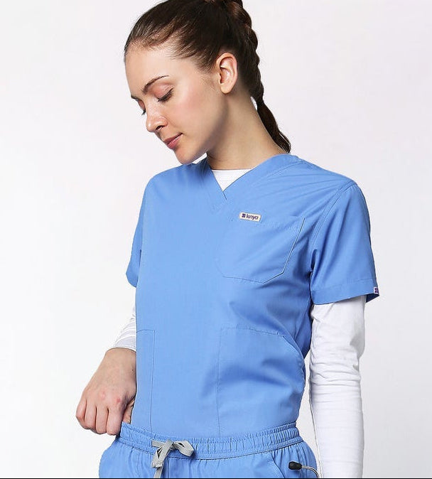 Classic Women's 3-Pocket (Ceil Blue) Scrub Top
