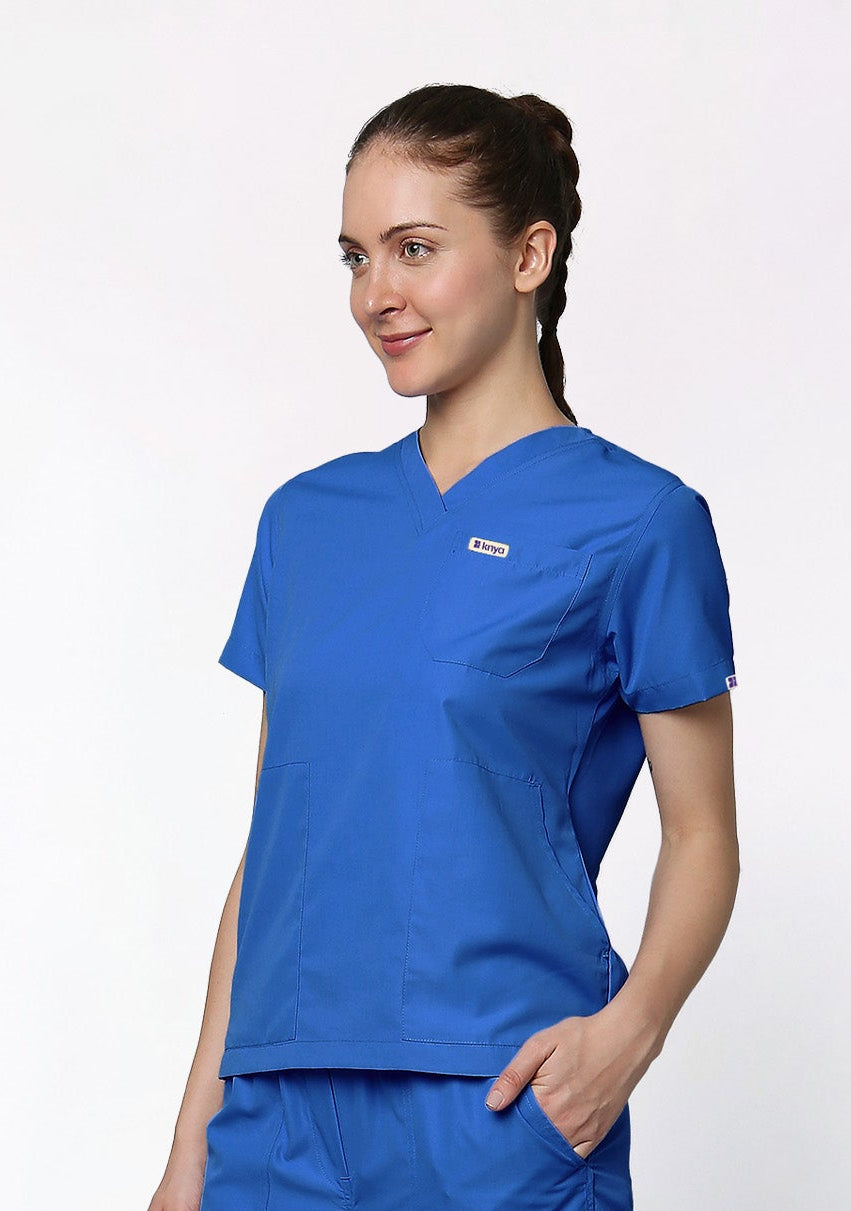 Classic Women's 3-Pocket (Galaxy Blue) Scrub Top
