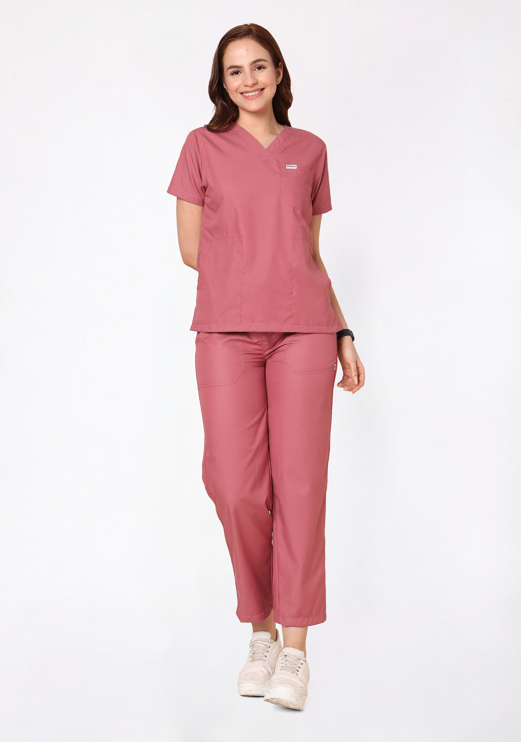 Classic Women's V-Neck (Mauve) Plus Size Scrub
