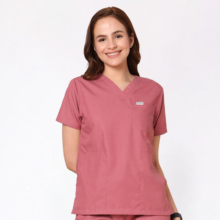 Classic Women's 3-Pocket (Mauve) Scrub Top
