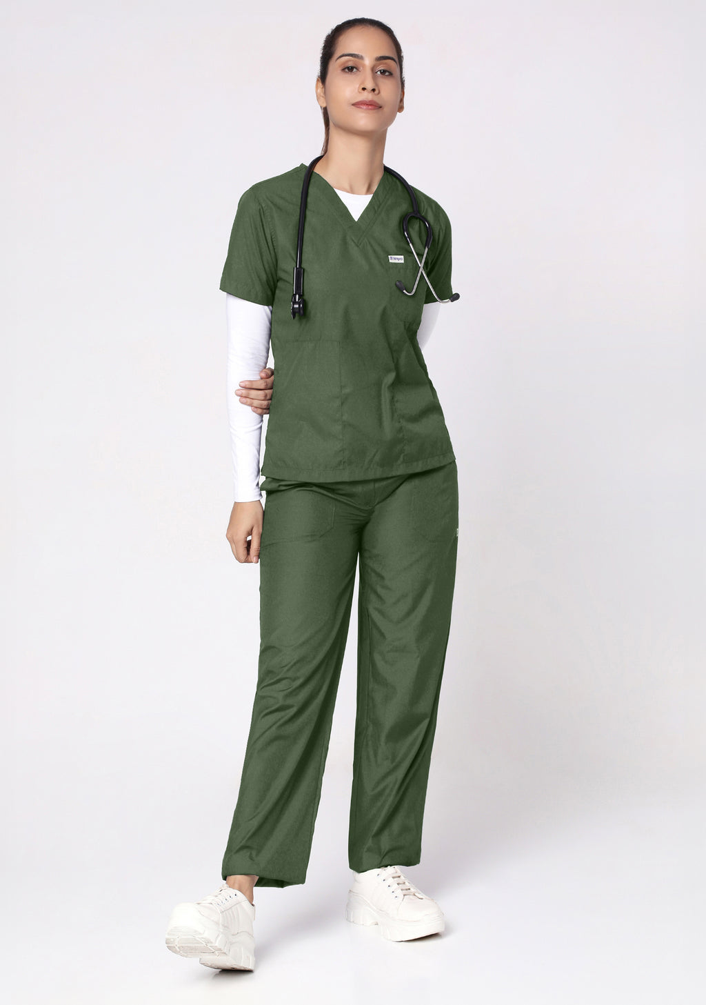 Classic Women's V-Neck (Military Green) Scrub