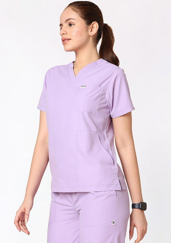 Classic Women's 3-Pocket (Pastel Lilac) Scrub Top
