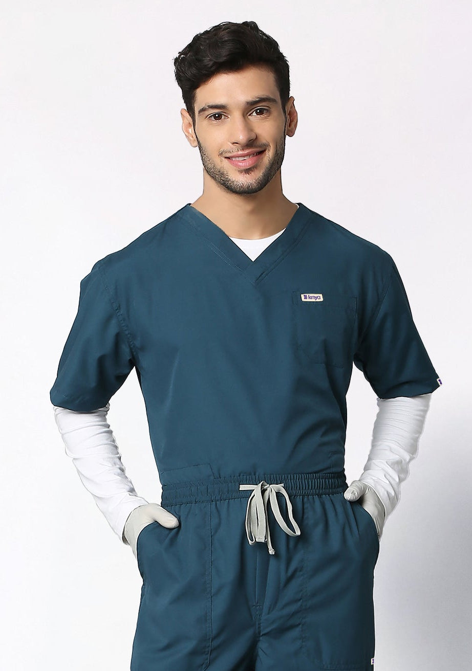 Classic Men's 3-Pocket (Forest Green) Scrub Top