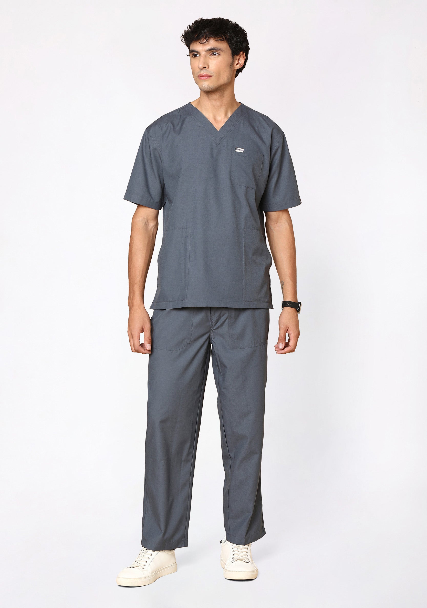 Grey Scrub Tech Buy Classic Men's 5-Pocket Active (Heather grey) Scrub Online – Knya