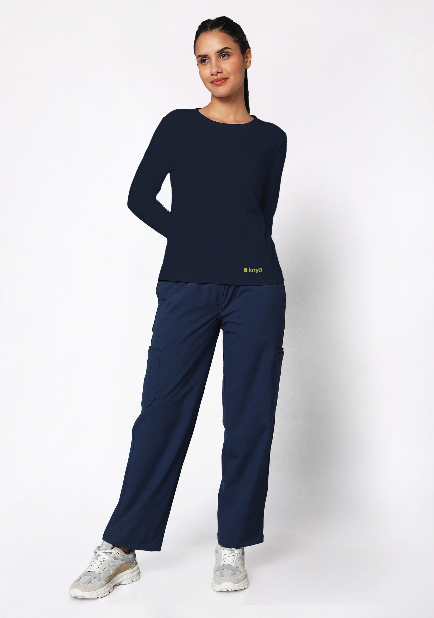 Supersoft Women's L/S (Navy) Plus Size Underscrub