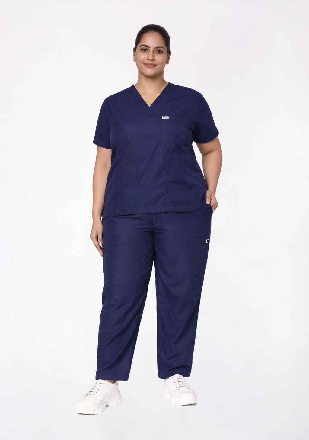 Classic Women's V-Neck (Navy) Plus Size Scrub
