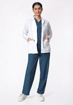 Close-up of the 3-pocket design on the Focus Lab Coat