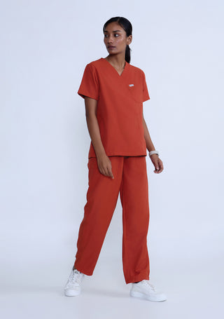 Classic Women's V-Neck (Rust) Scrub