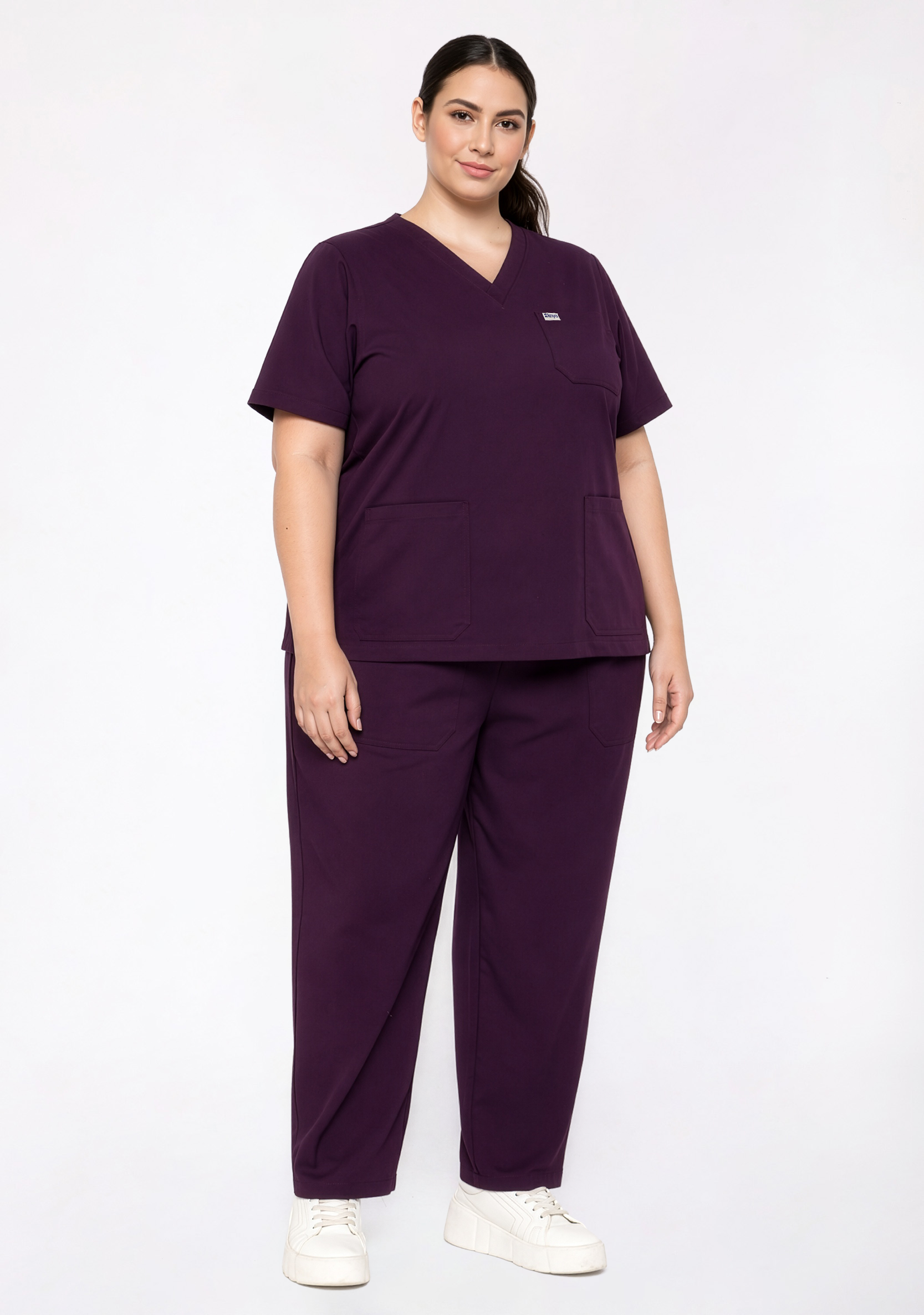 ecoflex™ Women's V-Neck (Wine) Plus Size Scrub