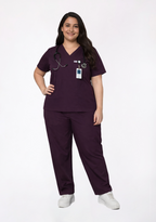 Classic Women's V-Neck (Wine) Plus Size Scrub