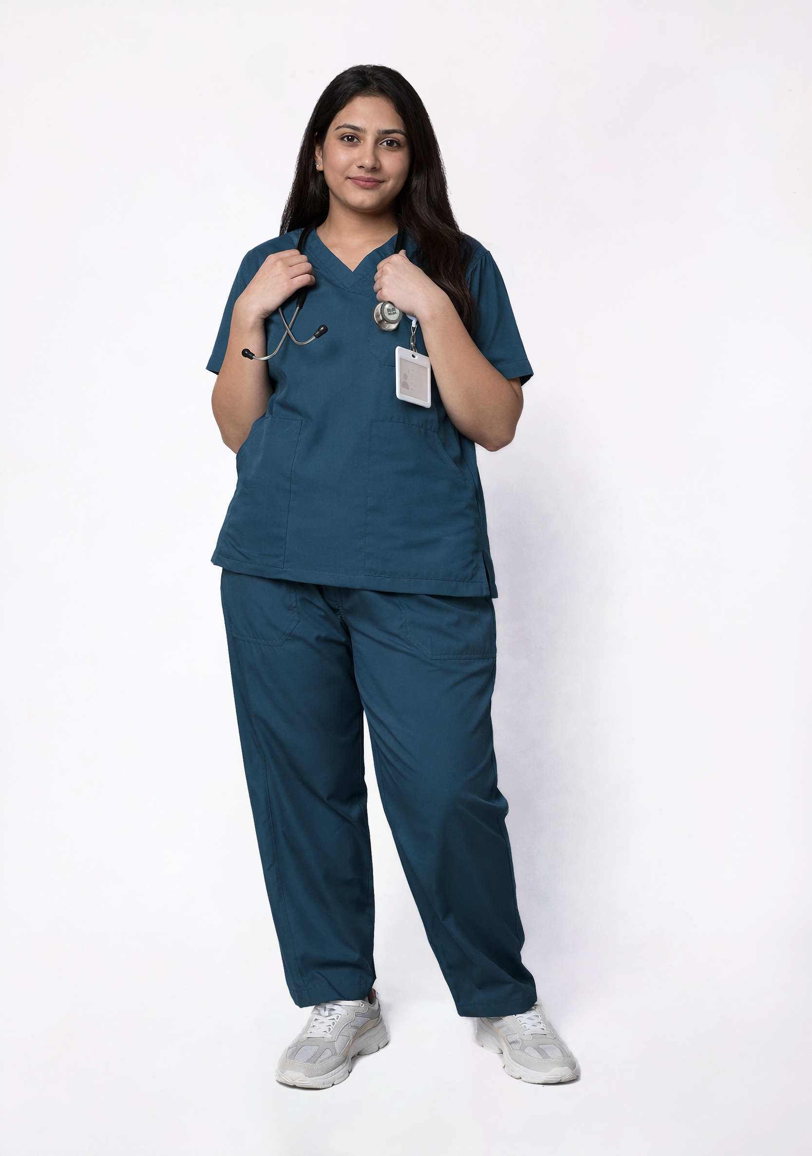 Classic Women's V-Neck (Forest Green) Plus Size Scrub